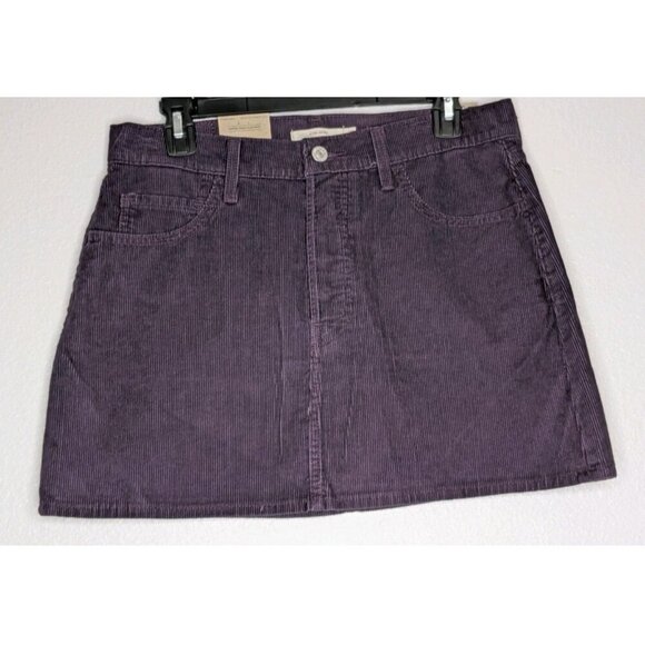 Levi's Size 29 Women’s Purple Corduroy Mini Icon Skirt Button-Fly Mid-Rise. New - Picture 2 of 11